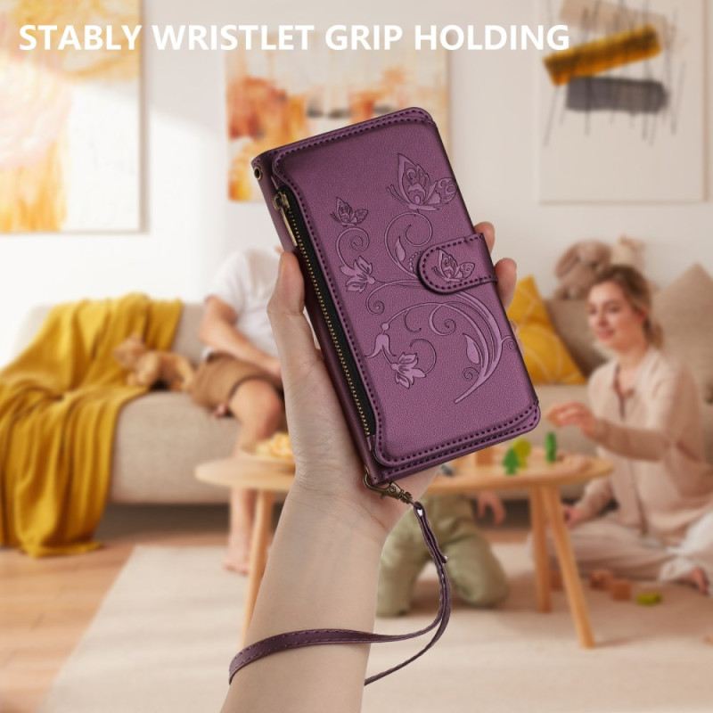 Bőrtok Xiaomi 17 Virágos Pénztárca