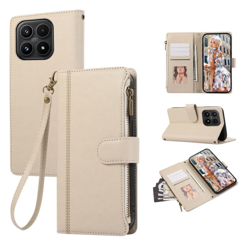 Kinyitható Tokok Xiaomi 17 Díszes Dizájnú Pénztárca Nyakpánttal