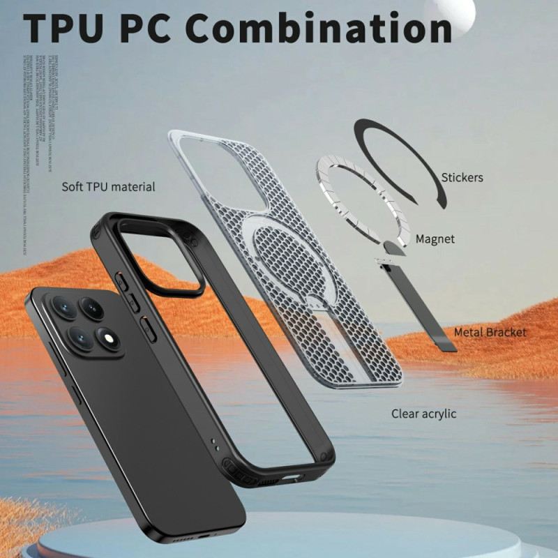 Tok Xiaomi 17 Mágneses Rácsos Textúra Kihajtható Állvánnyal