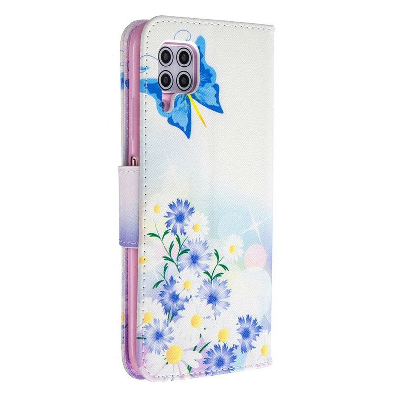 Fliptok / Bőrtok Huawei P40 Lite Festett Pillangók És Virágok