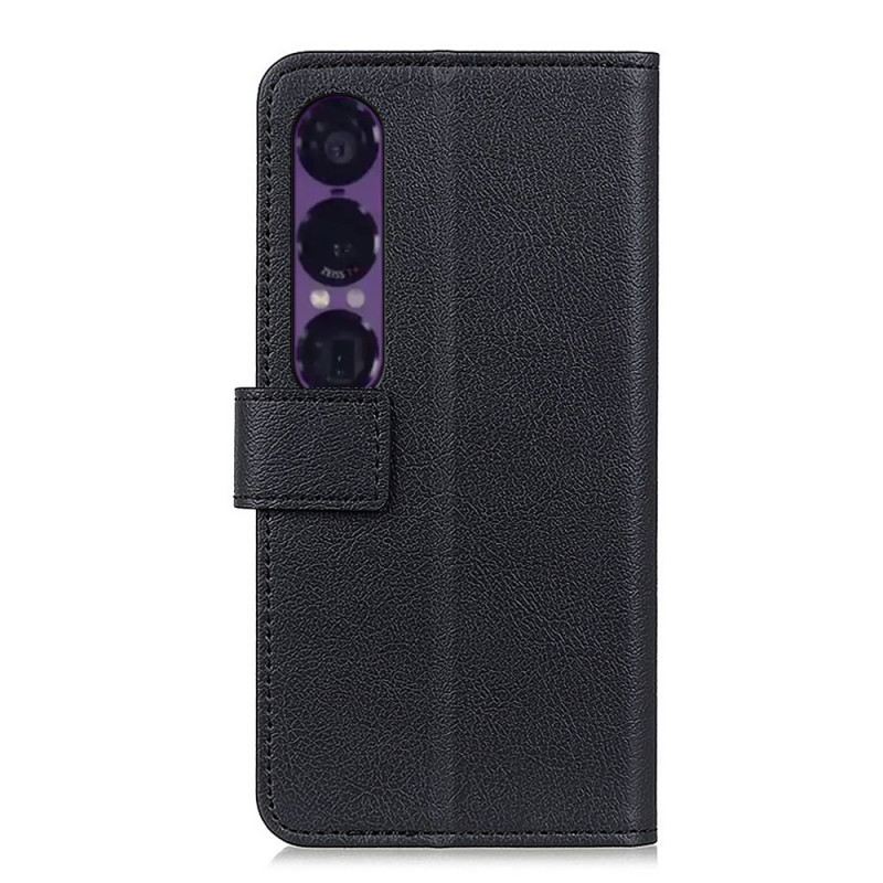 Bőrtok Sony Xperia 1 Vii Klasszikus Fekete