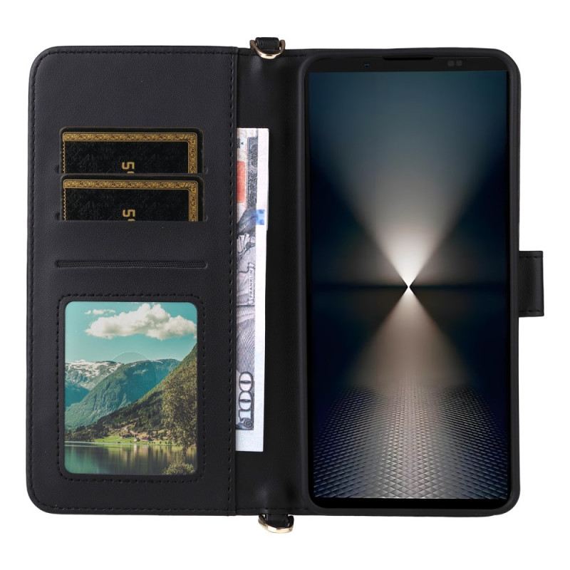 Bőrtok Sony Xperia 1 Vii Steppelt Pánttal És Vállpánttal