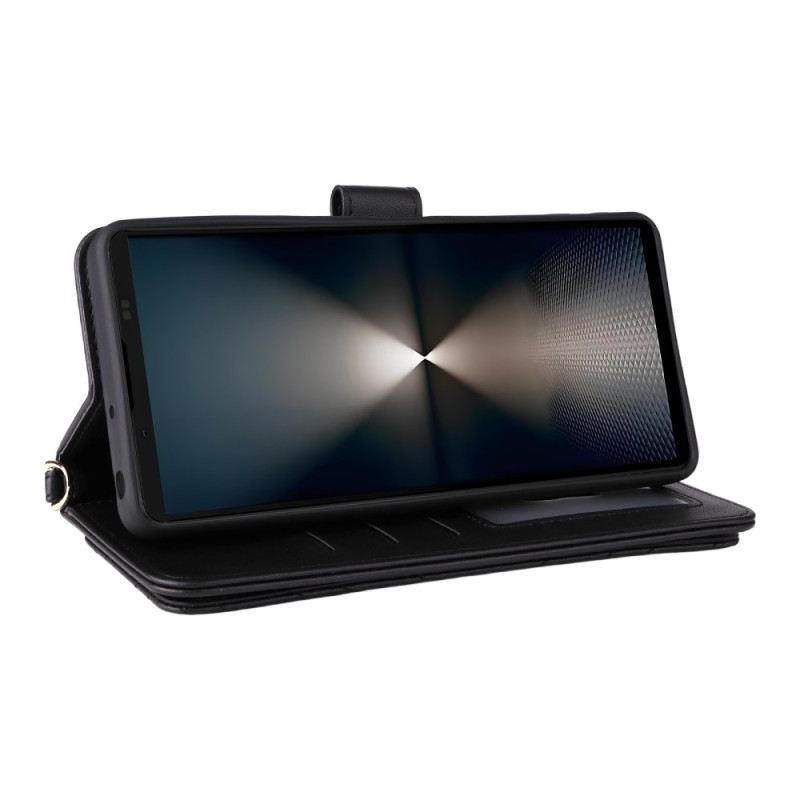 Bőrtok Sony Xperia 1 Vii Steppelt Pánttal És Vállpánttal