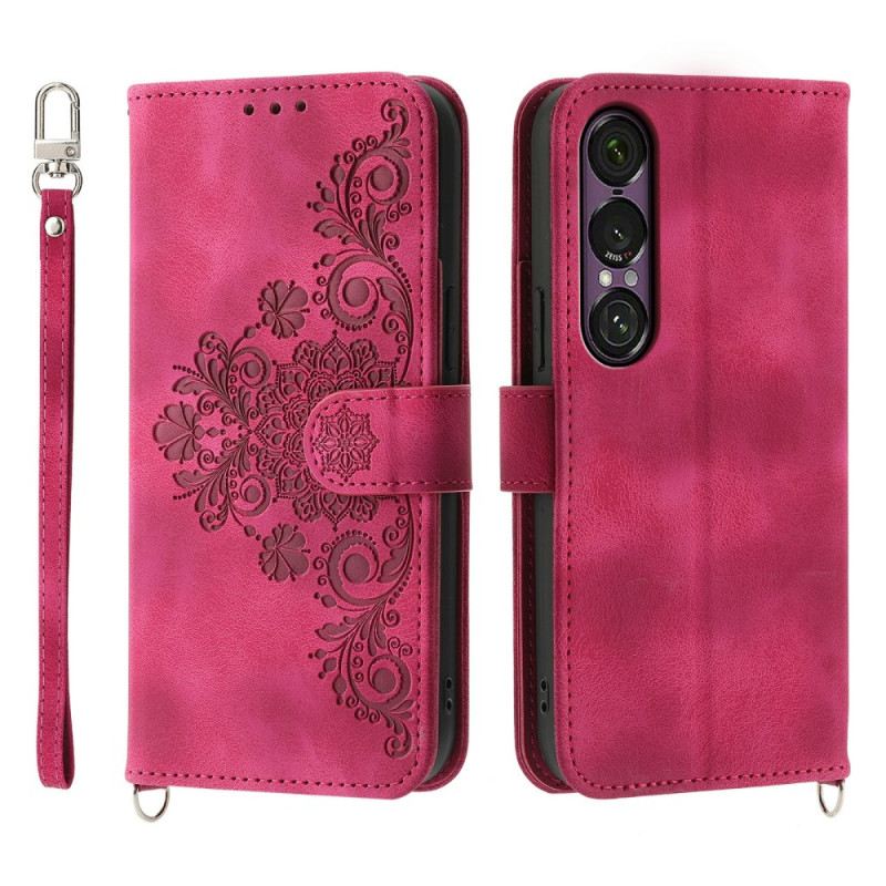 Fliptok Sony Xperia 1 Vii Velúr Csipkehatású