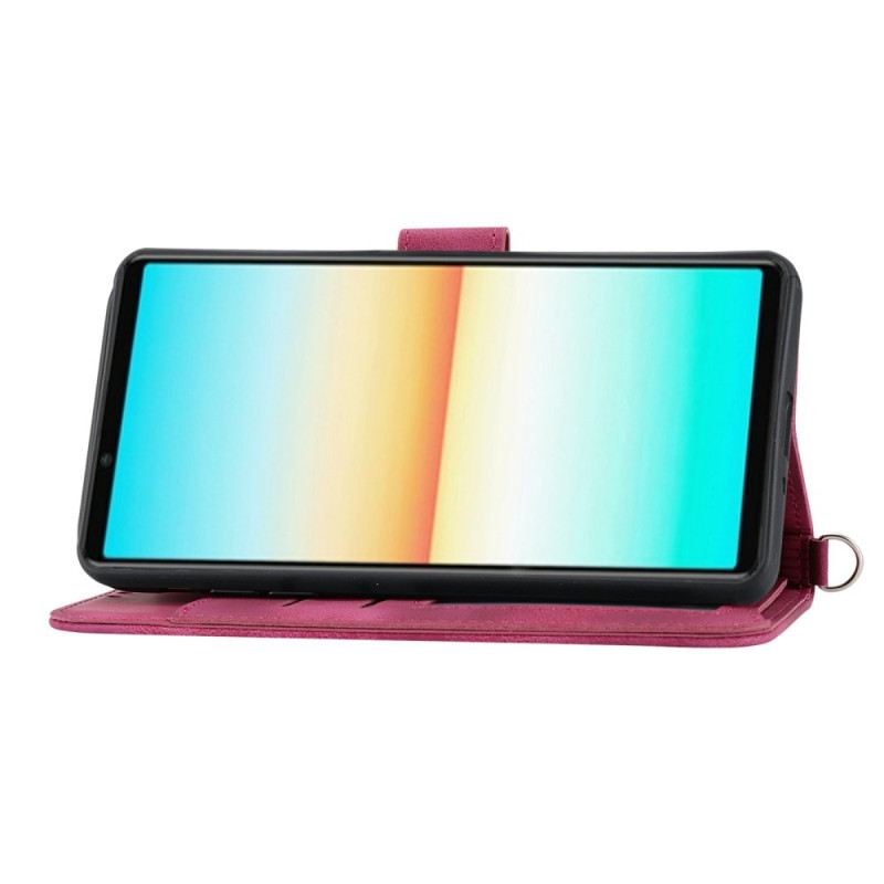 Fliptok Sony Xperia 1 Vii Velúr Csipkehatású