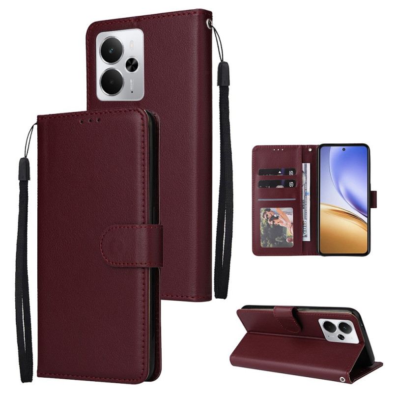 Bőrtok Realme 14 5g Egyszínű Pánttal