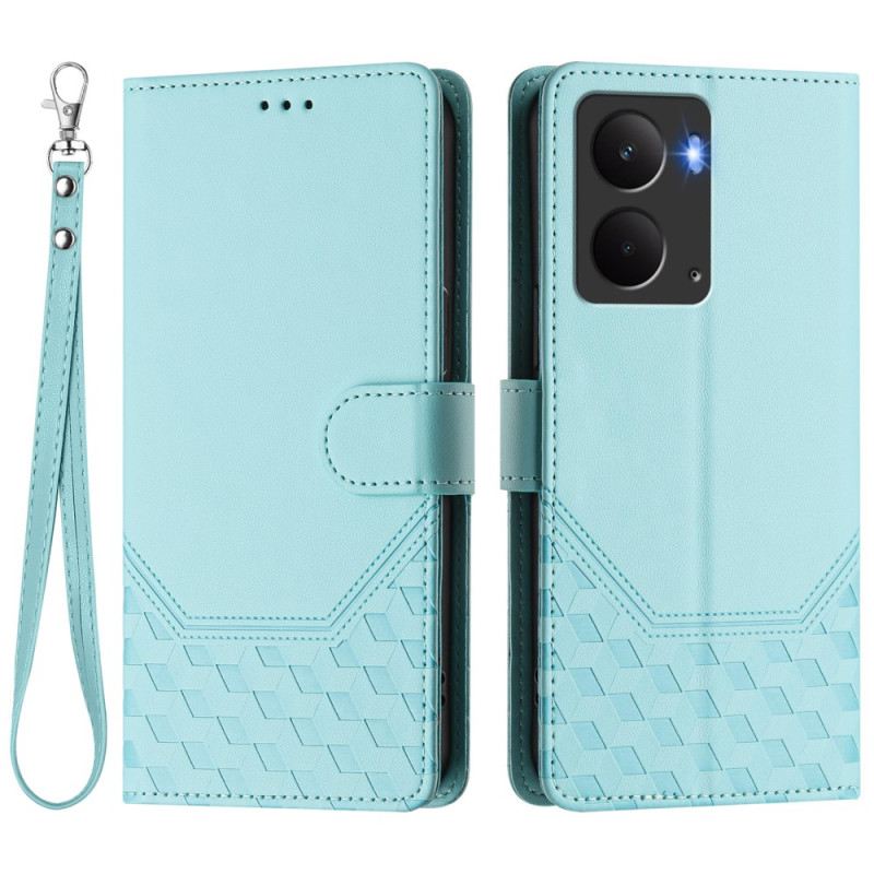 Bőrtok Realme 14 5g Méhsejtmintás Rfid Kártya