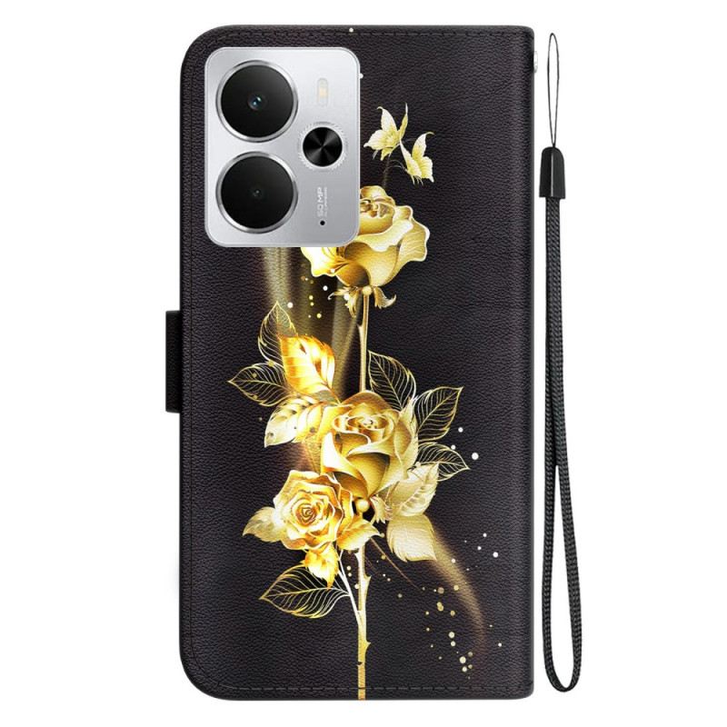 Fliptok Realme 14 5g Arany És Rózsaszín Pillangók