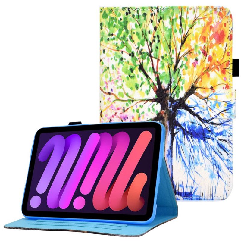 Fliptok / Bőrtok iPad Mini 6 (2021) Akvarell Fa