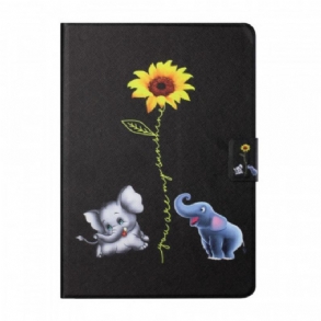 Fliptok / Bőrtok iPad Mini 6 (2021) Napraforgó Elefántok