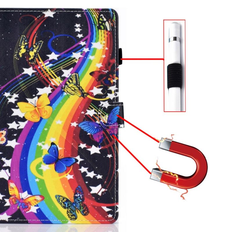Fliptok / Bőrtok iPad Mini 6 (2021) Szivárvány Pillangók