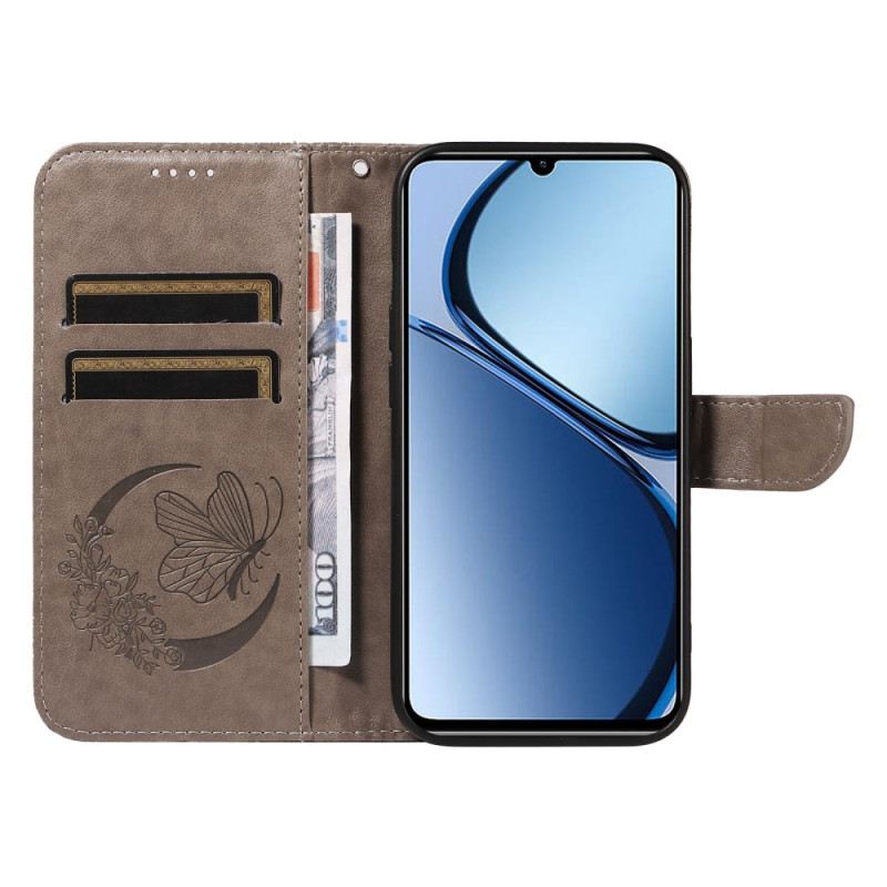 Bőrtok Realme Note 60x Grafikus Pillangó