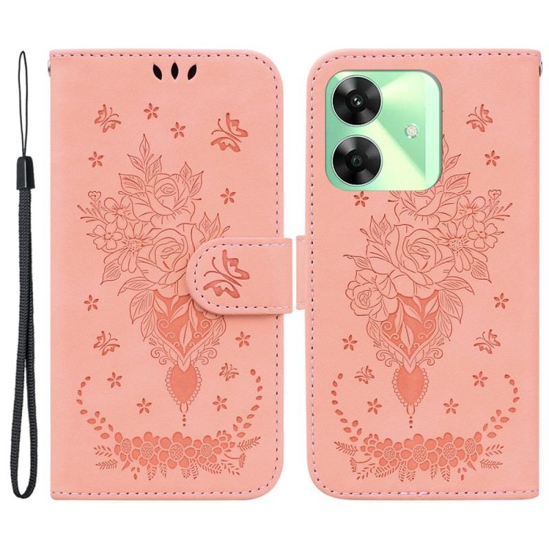 Kinyitható Tokok Realme Note 60x Velúr Hatású Rózsák