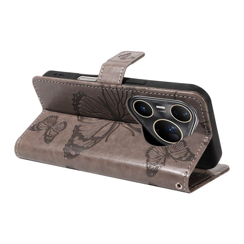 Kinyitható Bőrtok Huawei Pura 80 Ultra Nagy Pillangók