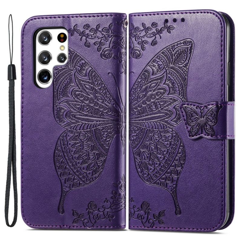 Fliptok / Bőrtok Samsung Galaxy S22 Ultra 5G Fél Pillangók