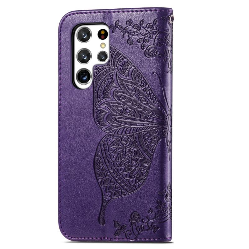 Fliptok / Bőrtok Samsung Galaxy S22 Ultra 5G Fél Pillangók