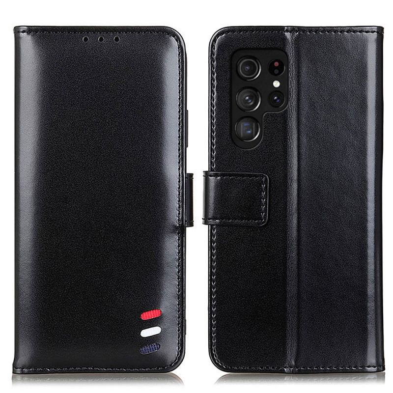 Fliptok / Bőrtok Samsung Galaxy S22 Ultra 5G Háromszínű Bőr Hatás