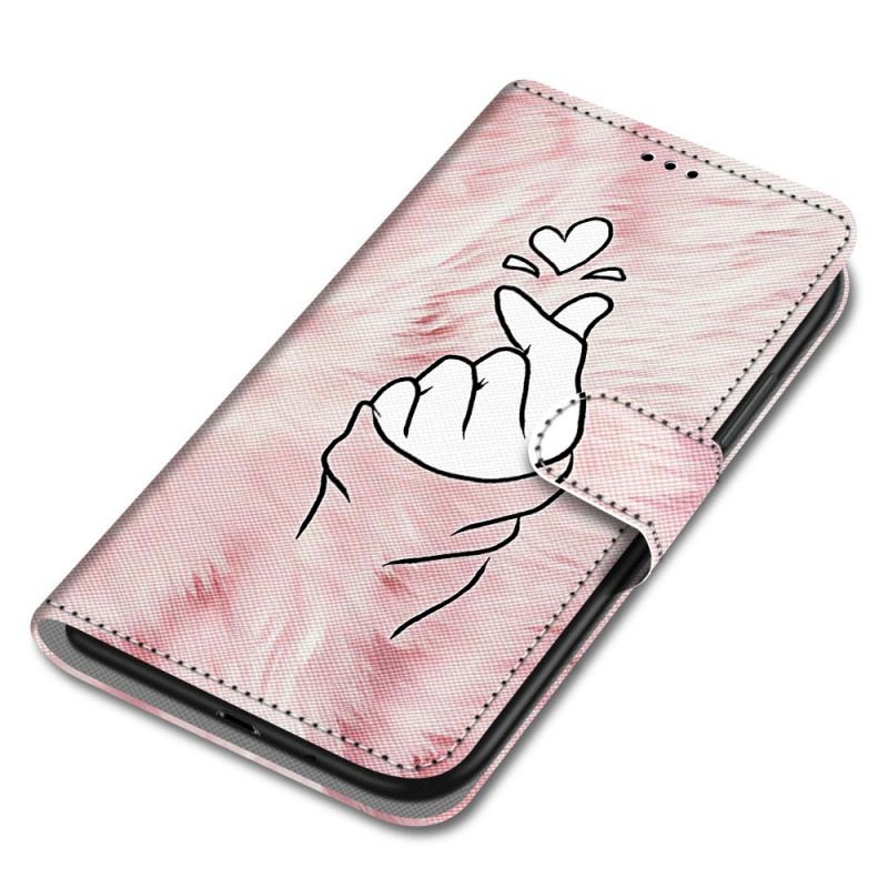 Fliptok / Bőrtok Samsung Galaxy S22 Ultra 5G Ujj Szív