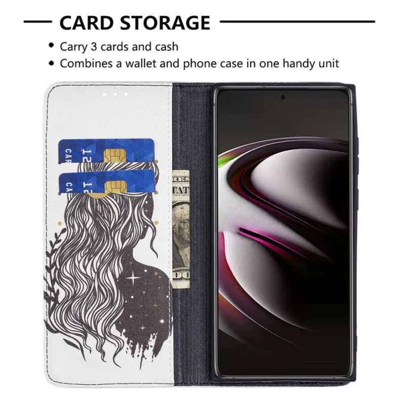 Fliptok Samsung Galaxy S22 Ultra 5G Bőrtok Szép Haj