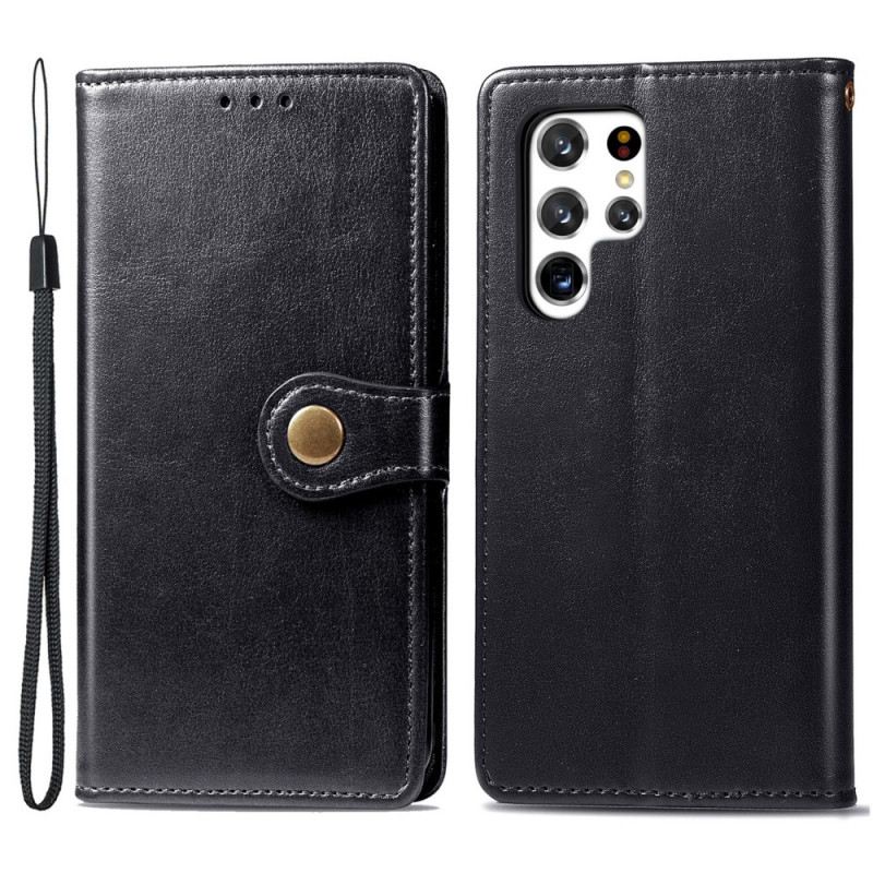 Kinyitható Tokok Samsung Galaxy S22 Ultra 5G Műbőr És Vintage Csat
