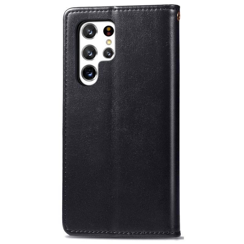 Kinyitható Tokok Samsung Galaxy S22 Ultra 5G Műbőr És Vintage Csat