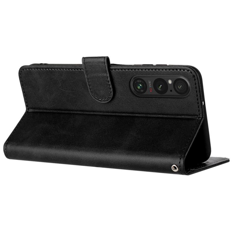 Bőrtok Sony Xperia 1 Vi Bőr Hatású Szíjjal