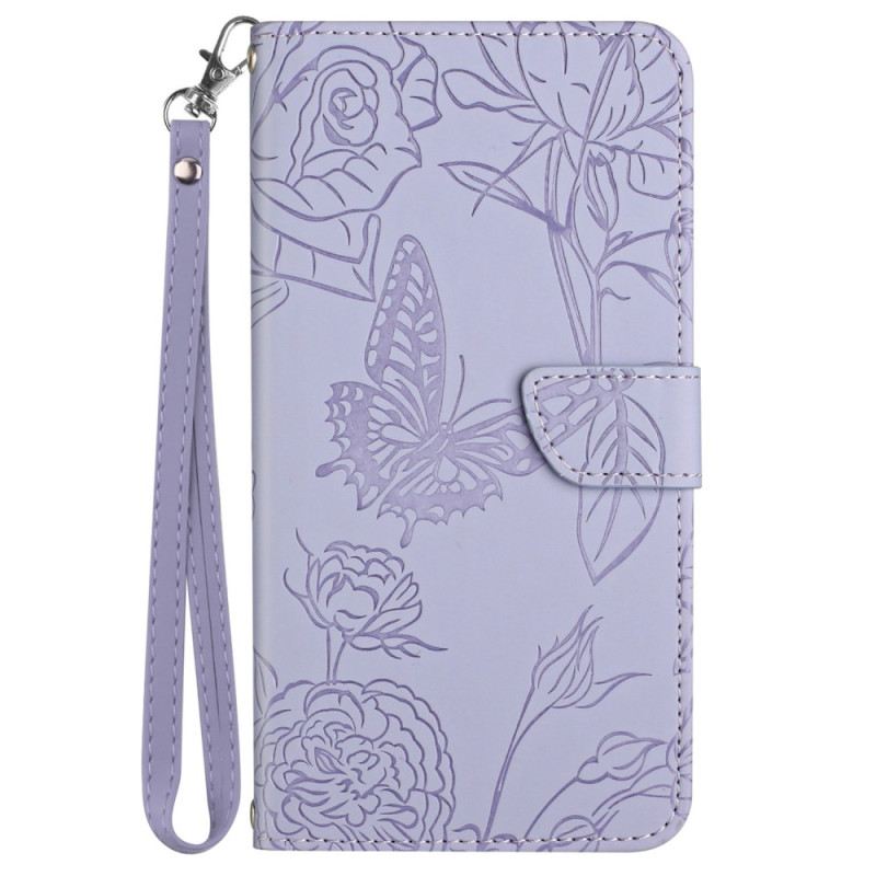 Bőrtok Sony Xperia 1 Vi Pillangónyomat Pánttal