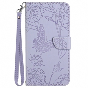 Bőrtok Sony Xperia 1 Vi Pillangónyomat Pánttal