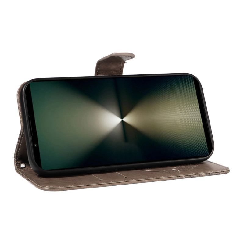 Bőrtok Sony Xperia 1 Vi Pillangós Grafikus Zsinór