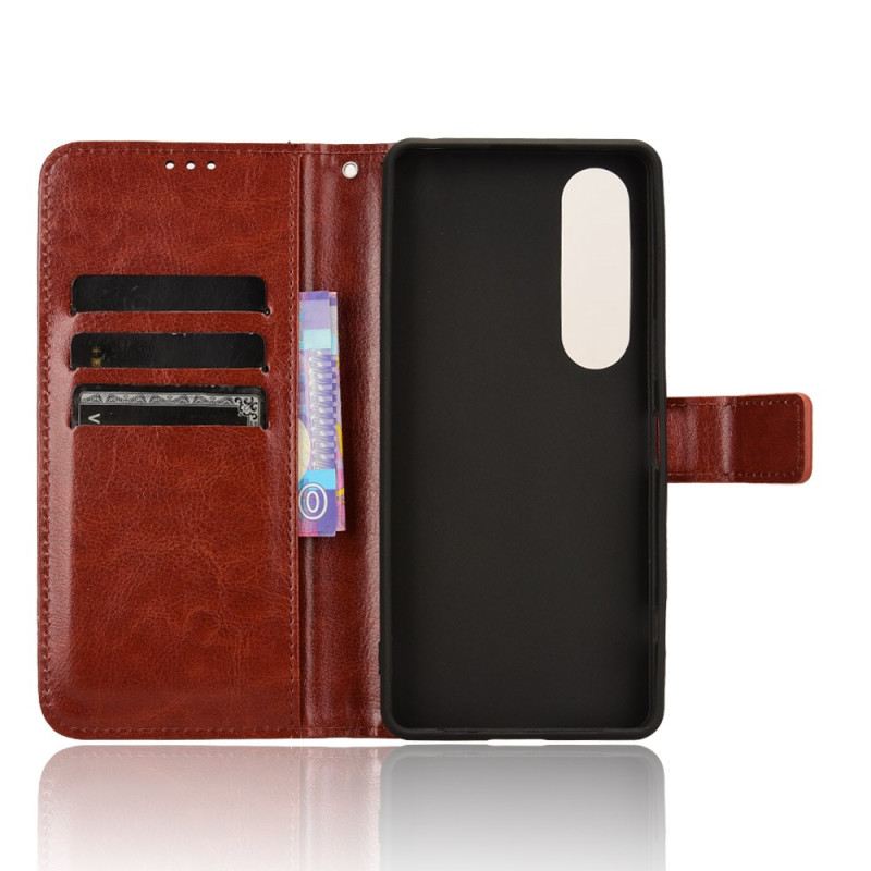 Bőrtok Sony Xperia 1 Vi Ragyogó Műbőr Szíjjal