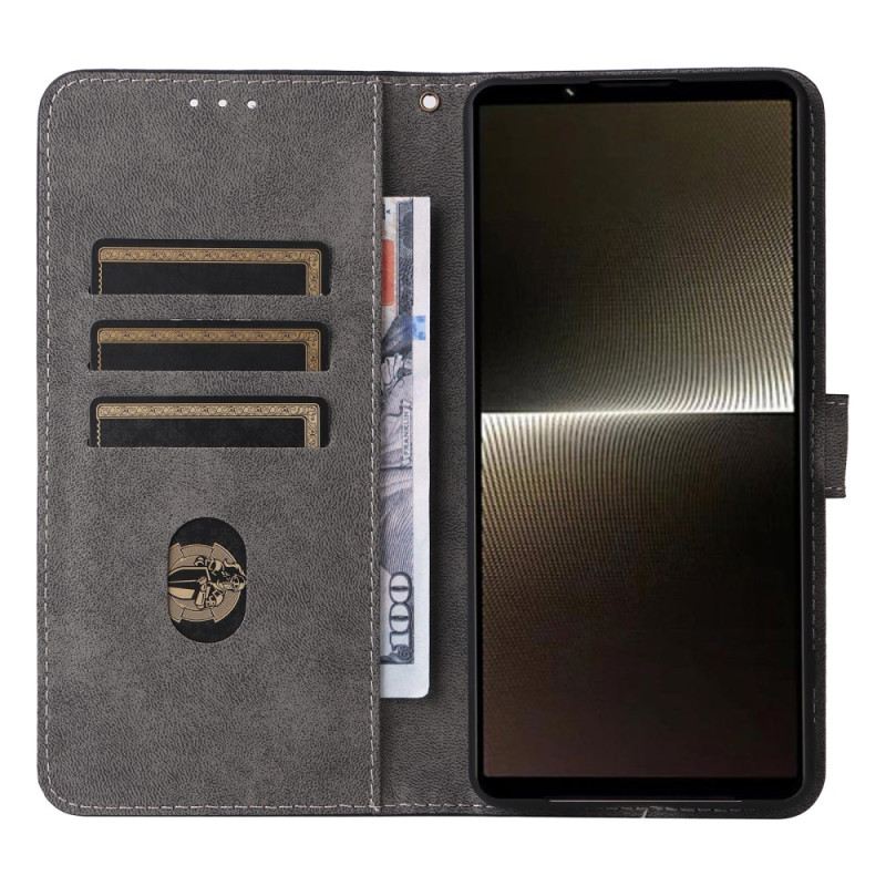 Bőrtok Sony Xperia 1 Vi Rfid Velúr Effektus Szíjjal