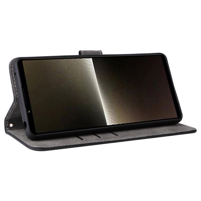 Bőrtok Sony Xperia 1 Vi Rfid Velúr Effektus Szíjjal