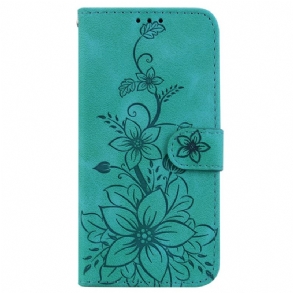 Bőrtok Sony Xperia 1 Vi Virágmintás Szíjjal