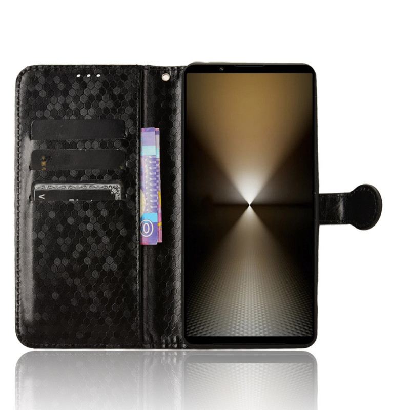 Kinyitható Bőrtok Sony Xperia 1 Vi Fényes Pontok Szíjjal