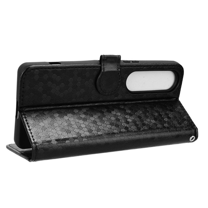 Kinyitható Bőrtok Sony Xperia 1 Vi Fényes Pontok Szíjjal