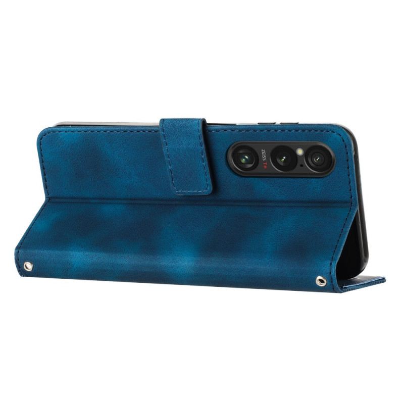 Kinyitható Tokok Sony Xperia 1 Vi Háromszög Alakú Szíj Minta