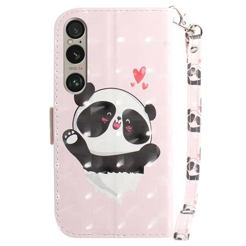 Kinyitható Tokok Sony Xperia 1 Vi Panda Love Szíjjal