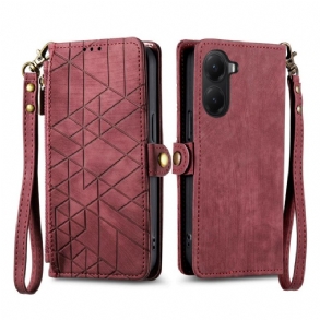 Bőrtok Poco X7 Pro 5g Geometrikus Vonalakkal Díszített Pénztárca