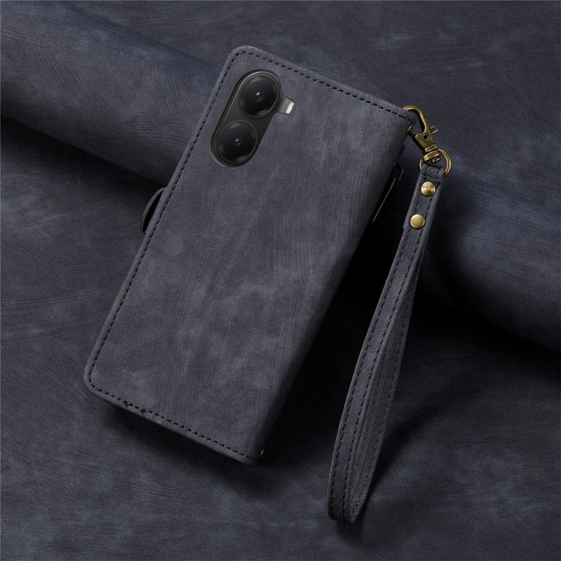 Bőrtok Poco X7 Pro 5g Geometrikus Vonalakkal Díszített Pénztárca