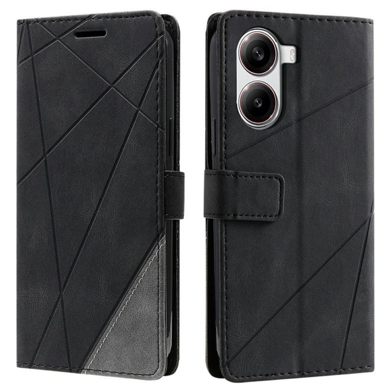 Bőrtok Poco X7 Pro 5g Kétszínű Geometrikus Vonalak