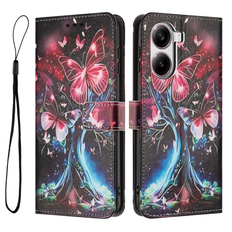 Bőrtok Poco X7 Pro 5g Őrület Pillangók