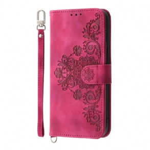 Bőrtok Poco X7 Pro 5g Virágmintás Pánttal És Vállpánttal