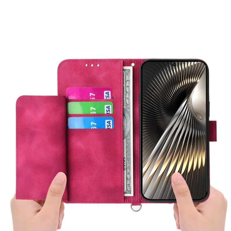 Bőrtok Poco X7 Pro 5g Virágmintás Pánttal És Vállpánttal