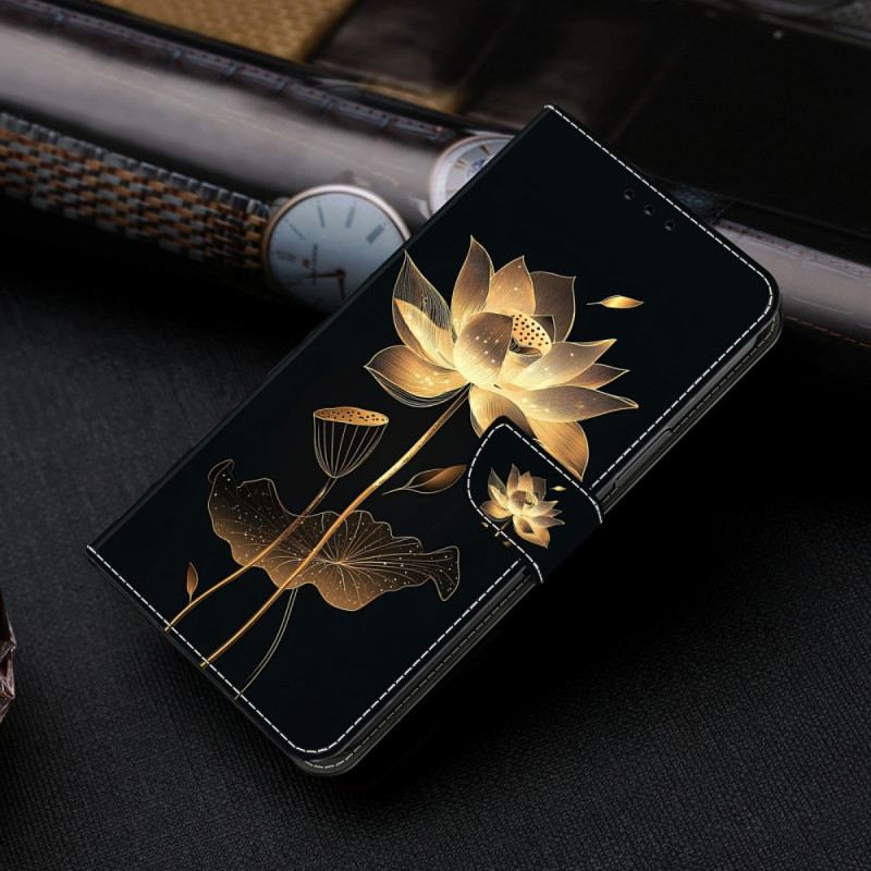 Bőrtok Xiaomi Redmi Note 15 5g Aranylótusz