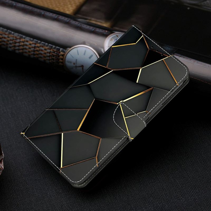 Bőrtok Xiaomi Redmi Note 15 5g Fekete És Arany Minta