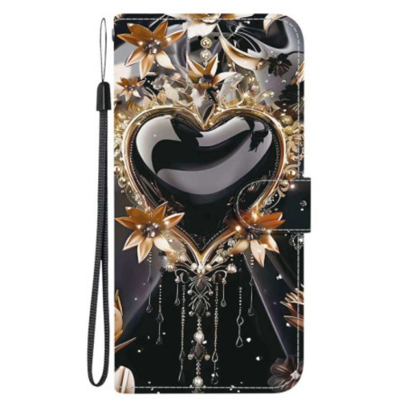 Bőrtok Xiaomi Redmi Note 15 5g Fekete És Arany Szív