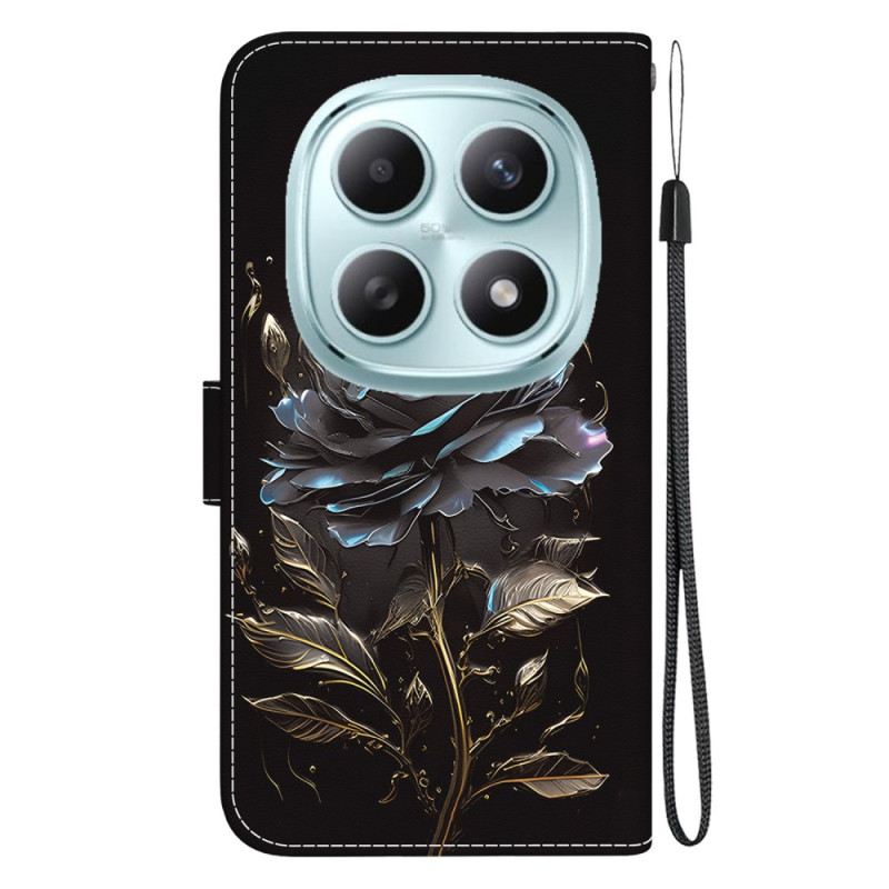 Bőrtok Xiaomi Redmi Note 15 5g Fekete Rózsa