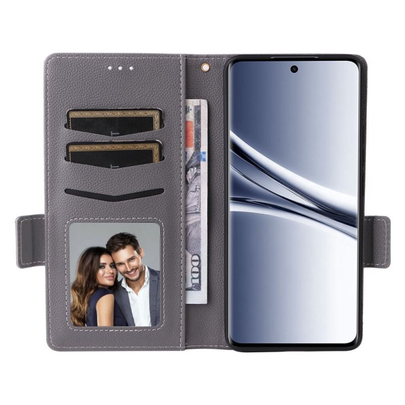 Bőrtok Xiaomi Redmi Note 15 5g Licsi Mintás Pánttal