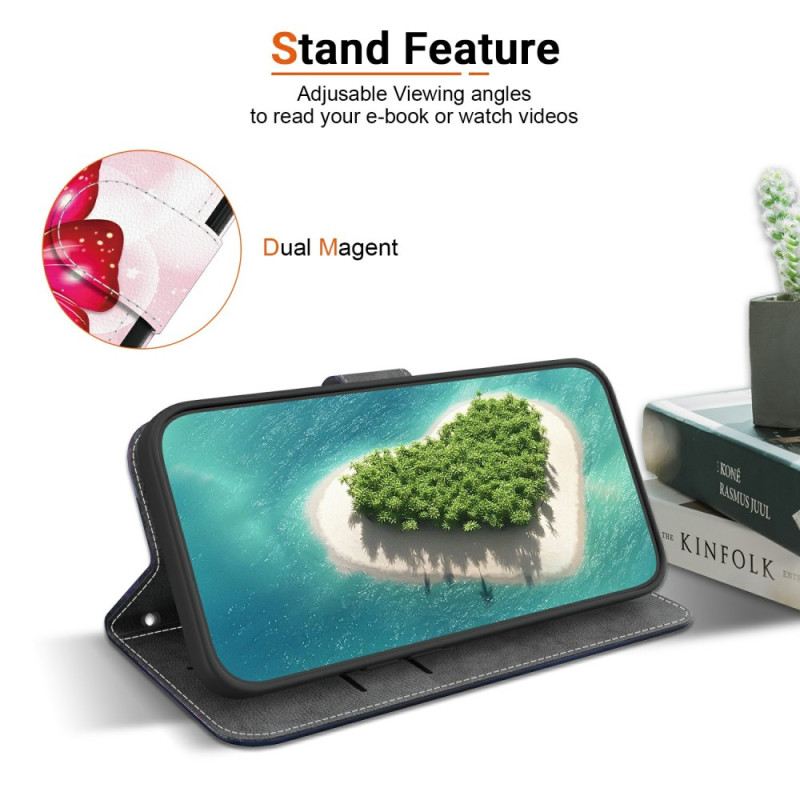 Bőrtok Xiaomi Redmi Note 15 5g Rózsaszín Pillangók