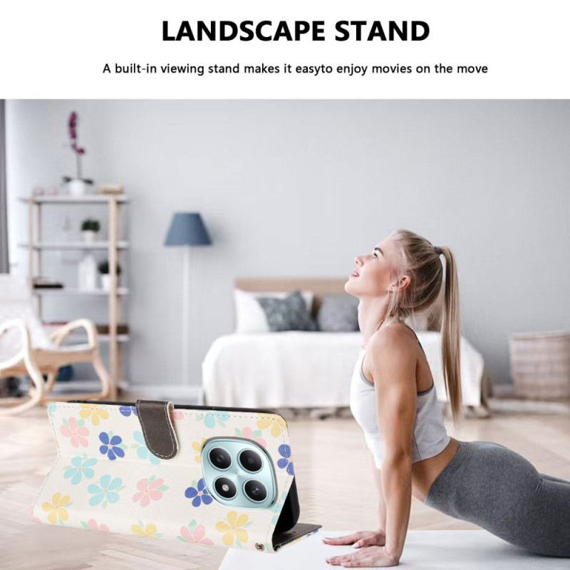 Bőrtok Xiaomi Redmi Note 15 5g Színes Virágok